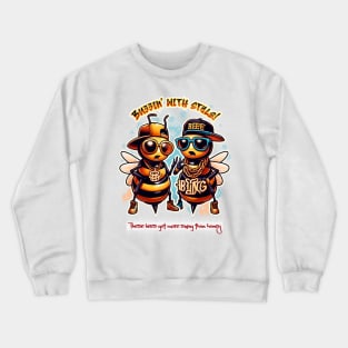Buzzin' with Style!  Bee and Hip Hop Crewneck Sweatshirt